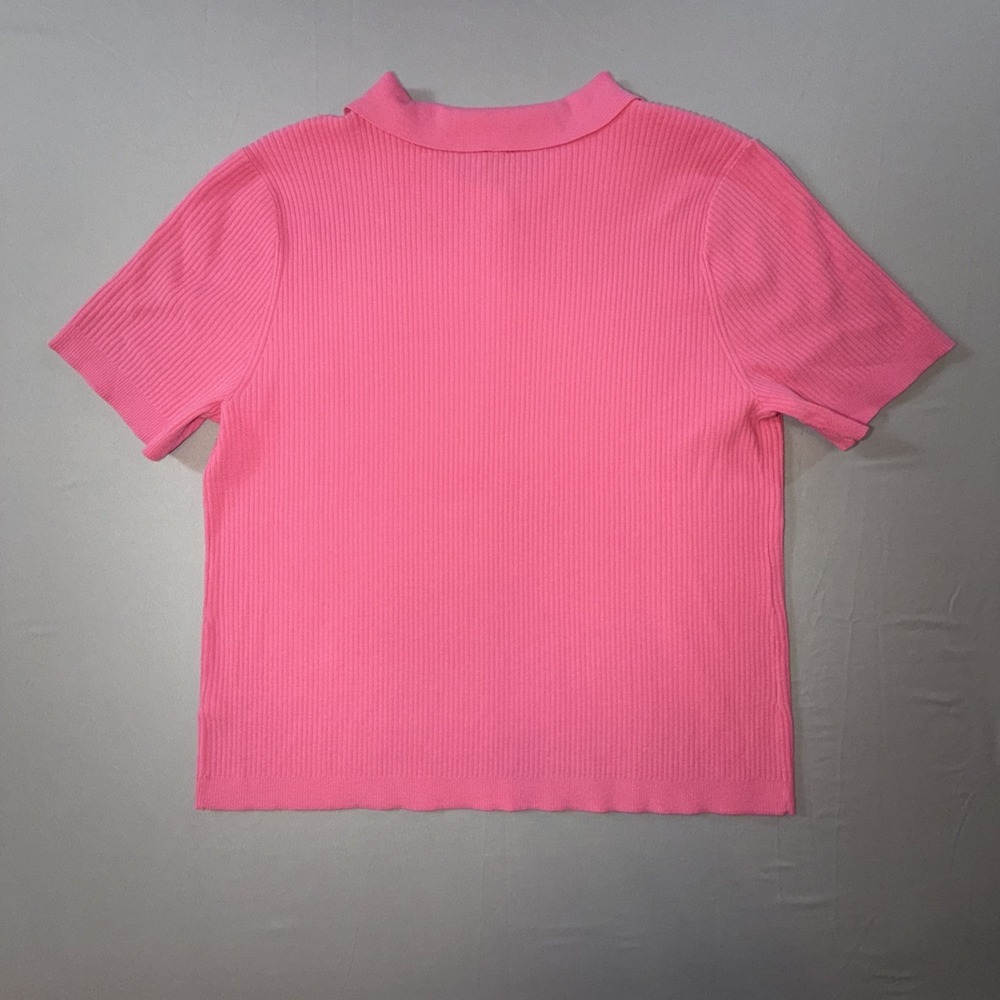 Talbots Pink Ribbed Button Polo Shirt Women's Size PXL Short Sleeve NWT - Picture 5 of 5